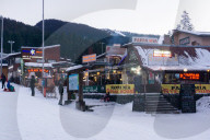 January 2020 Borovets Ski Resort, Bulgaria. Bars and eateries at the Bottom of the ski hill.