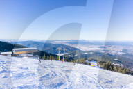 January 2020 Borovets Ski Resort, Bulgaria. Top of of Yastrebetz Express chairlift
