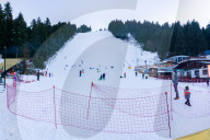 January 2020 Borovets Ski Resort, Bulgaria. People sledging and enjoying the snow