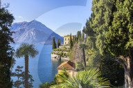 Villa Cipressi from the lakeshore of Varenna. Como Lake, Lombardy, Italy, Europe.