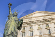 Statue of Liberty Replica at the Opera House, Nice, Cote d'Azur, French Riviera, Provence, France, Mediterranean, Europe