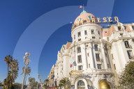 Famous Le Negresco Hotel building at Promenade des Anglais, Nice, Cote d'Azur, French Riviera, France, Europe