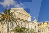 Facade of the opera house at Promenade des Anglais, Nice, Cote d'Azur, French Riviera, France, Europe