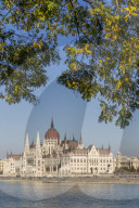 The Hungarian Parliament building at the river Danube during autumn, UNESCO World Heritage Site, Budapest, Hungary, Europe
