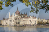 The Hungarian Parliament building at the river Danube during autumn, UNESCO World Heritage Site, Budapest, Hungary, Europe