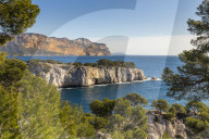 View over the Calanque de Port Pin and Cap Canaille, Calanques National Park, Cassis, France, Europe