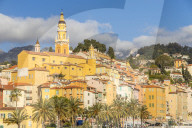 The old town with the Saint-Michel-Archange basilica, Menton, Cote d'Azur, French Riviera, Provence, France, Europe
