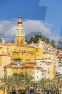The old town with the Saint-Michel-Archange basilica, Menton, Cote d'Azur, French Riviera, Provence, France, Europe