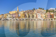 The old town with the Saint-Michel-Archange basilica, Menton, Cote d'Azur, French Riviera, Provence, France, Europe