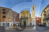 Sainte-Reparate Cathedral at Rossetti Square in the old town (Vieux-Nice), Nice, Cote d'Azur, French Riviera, France, Europe