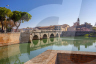 The Bridge of Tiberius, Rimini, Emilia Romagna, Italy,