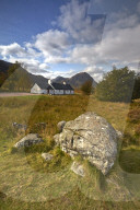 Black Rock Cottage and Buchaille Etive Mor on Rannoch Moor, Argyll and Bute, Scotland, United Kingdom, Europe