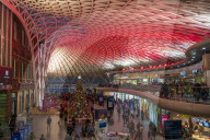 Christmas decorations at King's Cross St Pancras Underground Station, London
