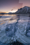 Ice fissure at Lake Abraham, Kootenay Plains, Alberta, Canada