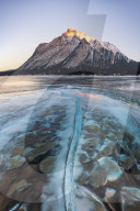 Ice formation at Lake Abraham, Kootenay Plains, Alberta, Canada.