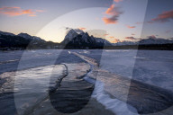 Winter at Lake Abraham at Preacher's Point, Kootenay Plains, Alberta, Canada