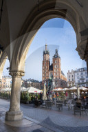 Saint Mary's Basilica in the Market Square, UNESCO World Heritage Site, Krakow, Poland.