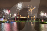 New Year‚Äôs Eve firework display at Wawel Castle, Krakow, Poland.