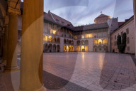 Wawel Castle, the arcaded Renaissance courtyard at the centre of Wawel Castle in Krakow, Poland