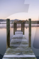 Wooden jetty at dawn, Derwentwater, Cumbria