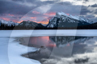 Sunrise at Vermilion Lakes in the Canadian Rocky Mountains, Alberta, Canada.