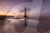 Sunset at Perch rock lighthouse, New Brighton, Cheshire