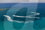 Aerial view of people on jet skis, Coral Bay Paphos