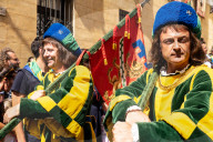 At the pageant that precedes the Palio race, representatives of each neighbourhood parade in traditional costume.