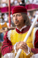 At the pageant that precedes the Palio race, representatives of each neighbourhood parade in traditional costume.
