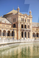 Canal running through the Plaza de EspaÃ±a Maria Luisa Park Seville Spain Andalusia Spain EU Europe