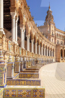 Ceramic tiles in the alcoves and arches of the Plaza de EspaÃ±a Maria Luisa Park Seville Spain Andalusia Spain EU Europe
