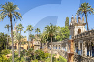 GalerÃ­a de Grutesco and the Portal of the Privilege in the Gardens of the Real Alcazar Seville Spain Andalusia Spain EU Europe