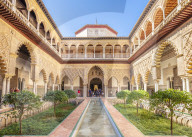 Patio de las Doncellas,The Courtyard of the Maidens, Real AlcÃ¡zar Seville, Royal palace, Seville, Spain, Andalusia, EU, Europe