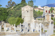 Remains of the Roman Agora and Tower of Winds, Athens, Greece, Europe,