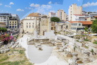 Remains of the Hadrian's Library and the old mosque in Monastiraki square, Athens, Greece, Europe,