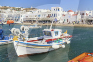 Mykonos Town old harbour, Mykonos, Cyclades Islands, Greece