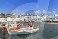Mykonos Town old harbour, Mykonos, Cyclades Islands, Greece