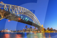 Sydney Harbour Bridge and CBD skyline, Sydney, New South Wales, Australia,