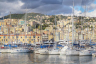 Historic district and Porto Antico (Old Port) view, Genoa, Liguria, Italy