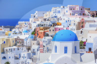 View of Oia village, Oia, Santorini, Cyclades Islands, Greece