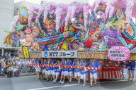 Japan, Honshu, Tohoku, Aomori prefecture, Aomori, Nebuta festival floats