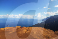 United States of America, Hawaii, Kauai island, Kokee state park, Napali coast, hiker