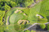 USA, Hawaii, Big Island, west coast resort, Mauna Kea golf course, aerial view