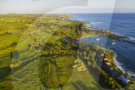 United States of America, Hawaii, Kauai island, Poipu golf course, aerial view (drone)