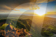 United States of America, Hawaii, Kauai island, Nounou Sleeping Giant trail sunrise