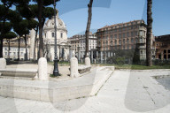 Trajan Forum, deserted due to the 2020 Covid-19 lockdown restrictions, Rome, Italy