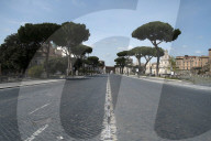 Imperial Forum Avenue, deserted due to the 2020 Covid-19 lockdown restrictions, Rome, Italy