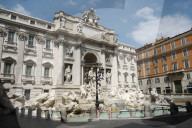 Trevi Fountain, deserted due to the 2020 Covid-19 lockdown restrictions, Rome, Italy