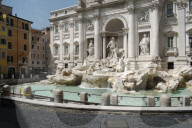 Trevi Fountain, deserted due to the 2020 Covid-19 lockdown restrictions, Rome, Italy