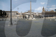 Piazza del popolo, deserted due to the 2020 Covid-19 lockdown restrictions, Rome, Italy